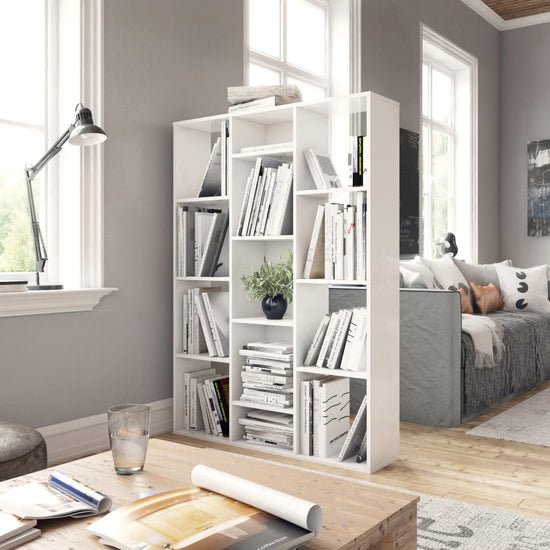 Kamerscherm/boekenkast 100x24x140 cm bewerkt hout hoogglans wit MeubelReus