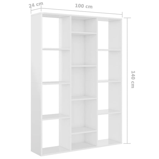 Kamerscherm/boekenkast 100x24x140 cm bewerkt hout hoogglans wit MeubelReus