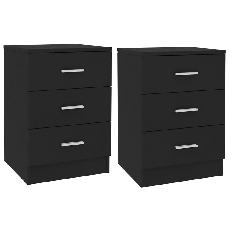 Nachtkastjes 2 st 38x35x56 cm bewerkt hout zwart MeubelReus