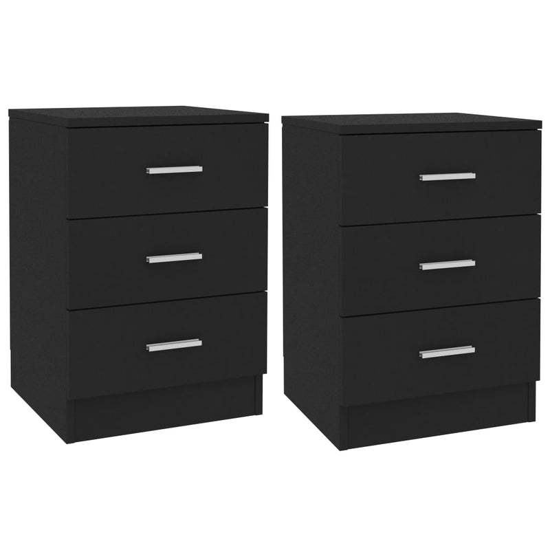 Nachtkastjes 2 st 38x35x56 cm bewerkt hout zwart MeubelReus