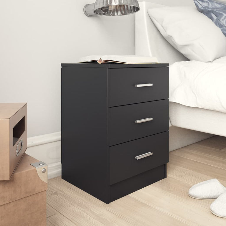 Nachtkastjes 2 st 38x35x56 cm bewerkt hout zwart MeubelReus