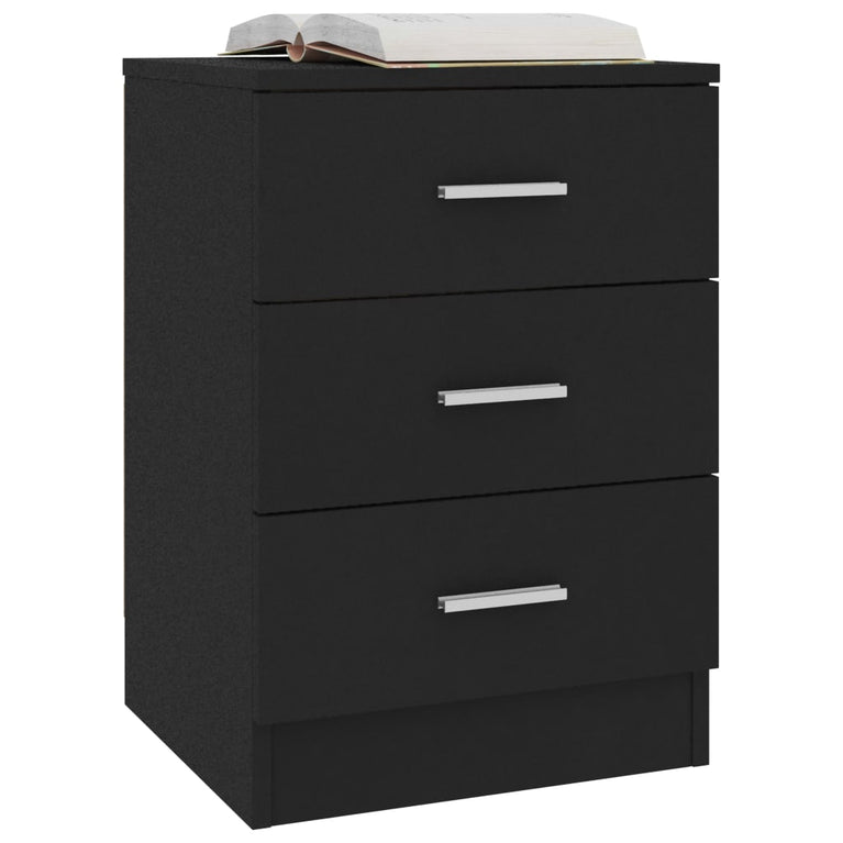 Nachtkastjes 2 st 38x35x56 cm bewerkt hout zwart MeubelReus