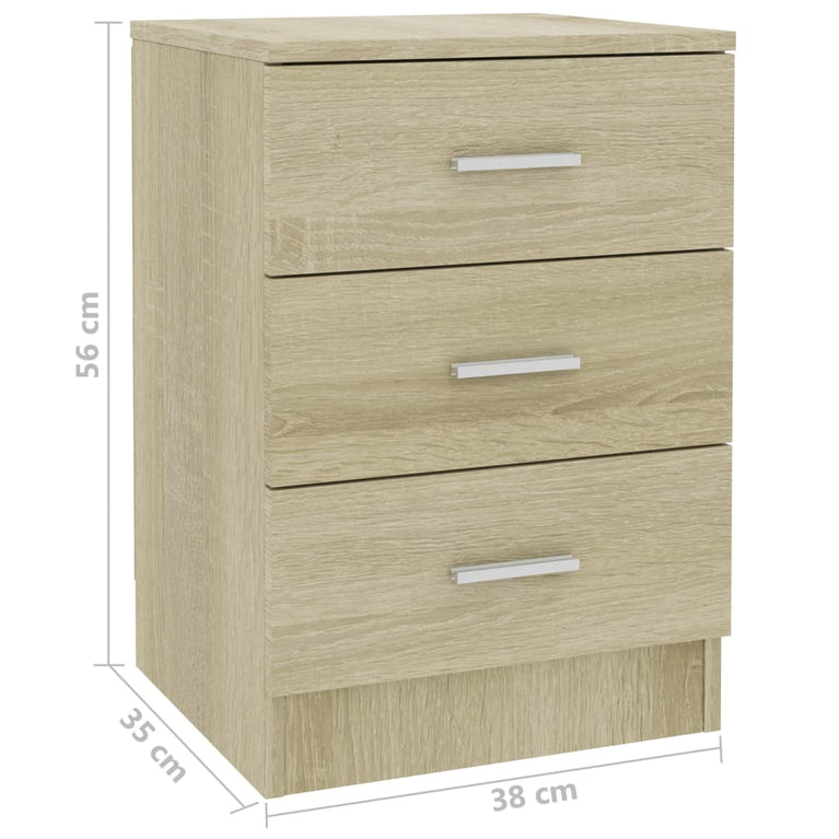 Nachtkastje 38x35x56 cm bewerkt hout sonoma eikenkleurig MeubelReus