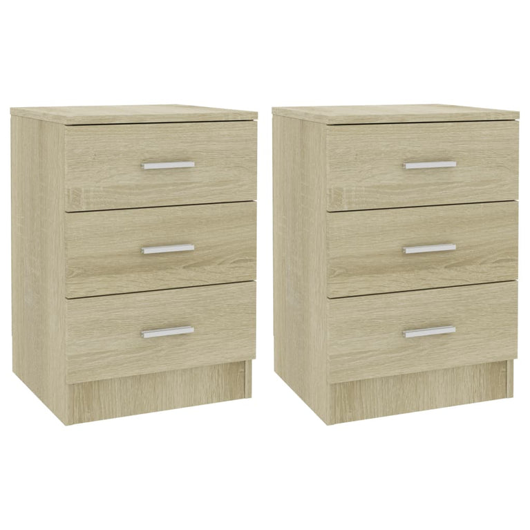 Nachtkastjes 2 st 38x35x56 cm bewerkt hout sonoma eikenkleurig MeubelReus