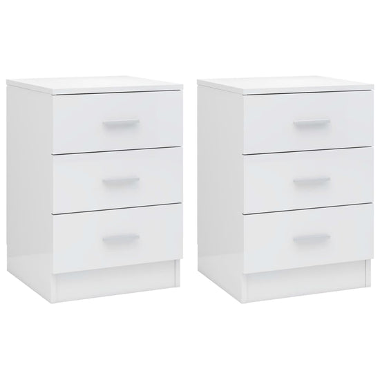Nachtkastjes 2 st 38x35x56 cm bewerkt hout hoogglans wit MeubelReus