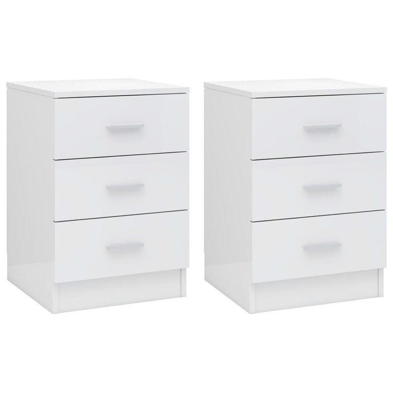 Nachtkastjes 2 st 38x35x56 cm bewerkt hout hoogglans wit MeubelReus