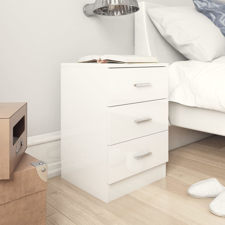 Nachtkastjes 2 st 38x35x56 cm bewerkt hout hoogglans wit MeubelReus