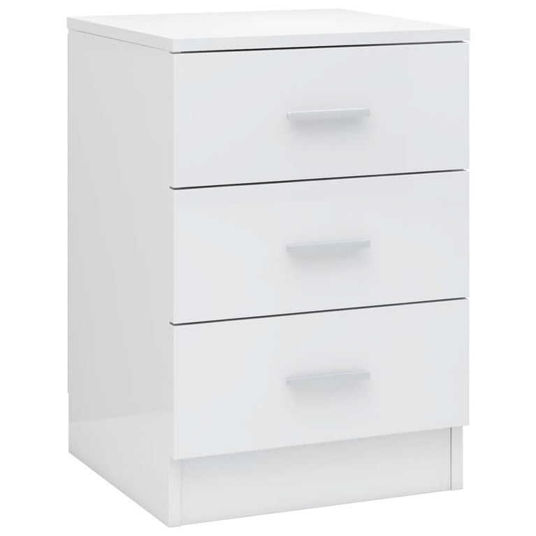Nachtkastjes 2 st 38x35x56 cm bewerkt hout hoogglans wit MeubelReus