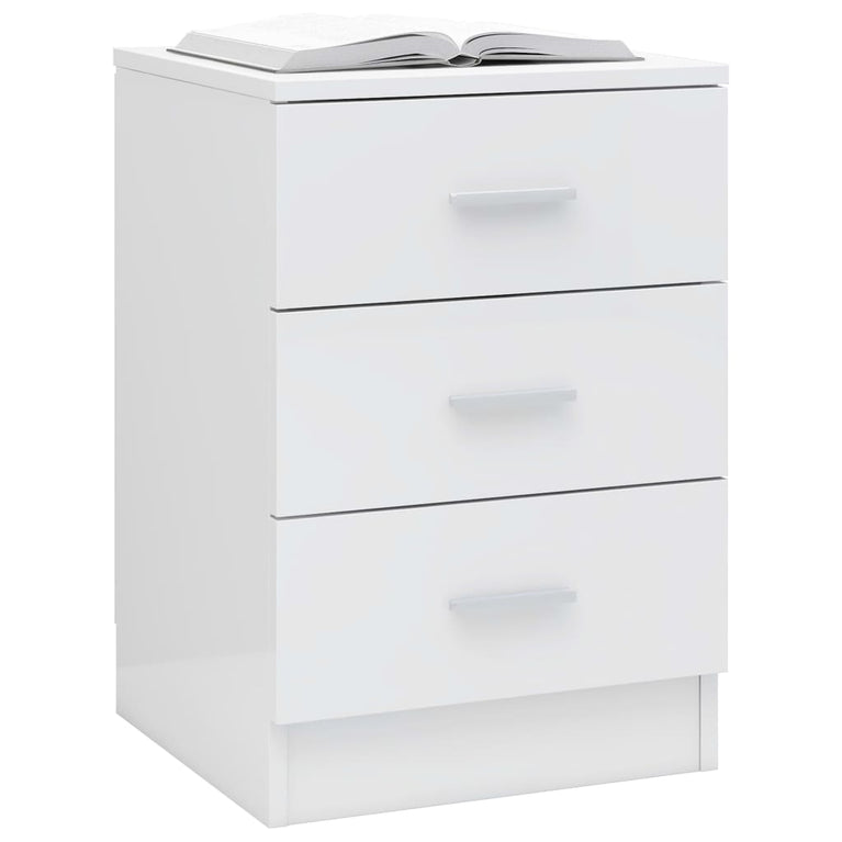 Nachtkastjes 2 st 38x35x56 cm bewerkt hout hoogglans wit MeubelReus