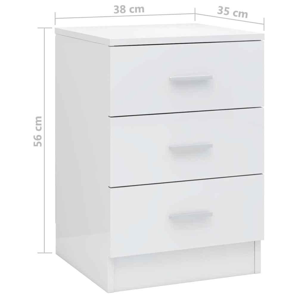 Nachtkastjes 2 st 38x35x56 cm bewerkt hout hoogglans wit MeubelReus
