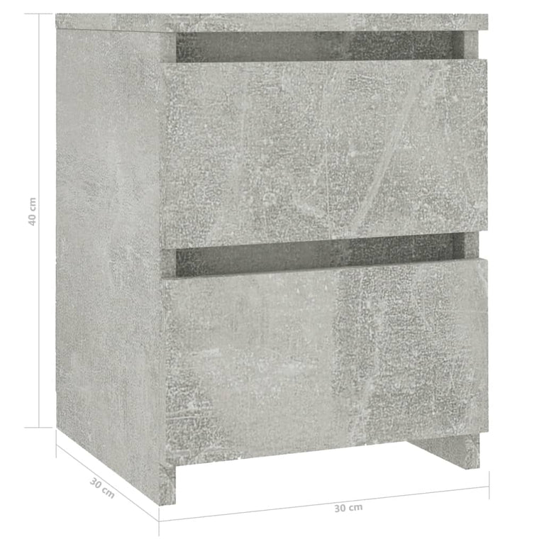 Nachtkastjes 2 st 30x30x40 cm bewerkt hout betongrijs MeubelReus