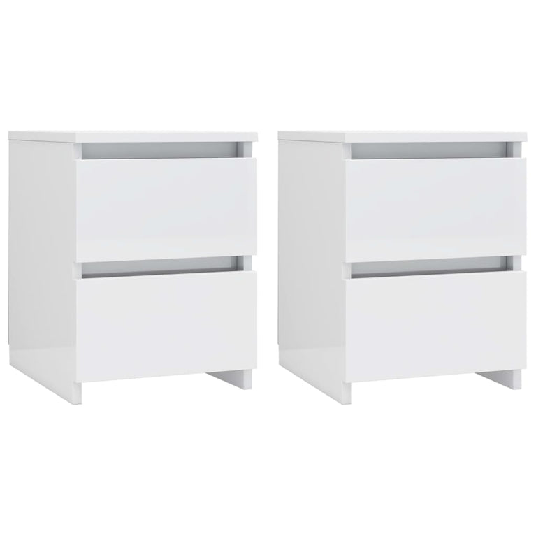 Nachtkastjes 2 st 30x30x40 cm bewerkt hout hoogglans wit MeubelReus