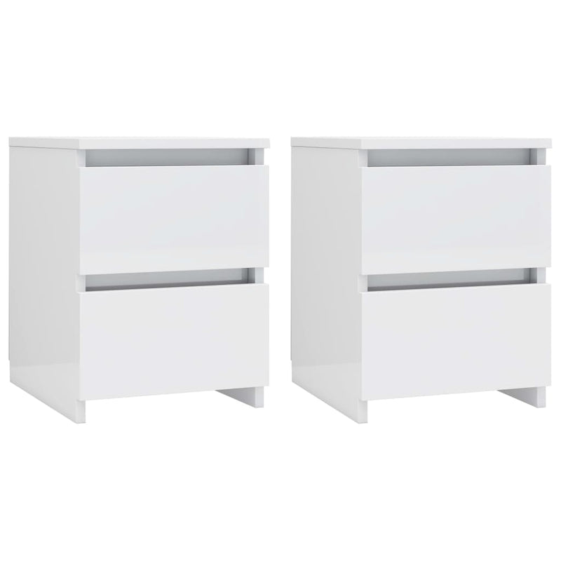 Nachtkastjes 2 st 30x30x40 cm bewerkt hout hoogglans wit MeubelReus