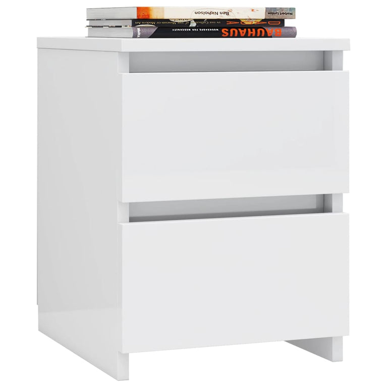 Nachtkastjes 2 st 30x30x40 cm bewerkt hout hoogglans wit MeubelReus