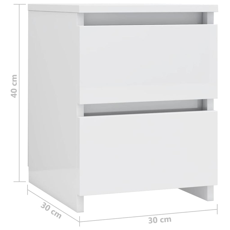 Nachtkastjes 2 st 30x30x40 cm bewerkt hout hoogglans wit MeubelReus