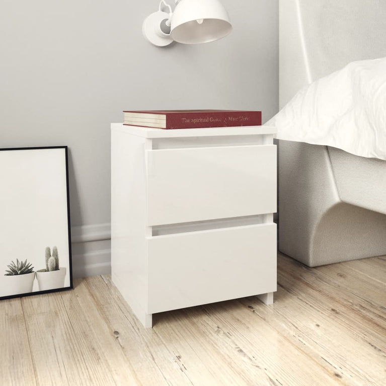 Nachtkastjes 2 st 30x30x40 cm bewerkt hout hoogglans wit MeubelReus