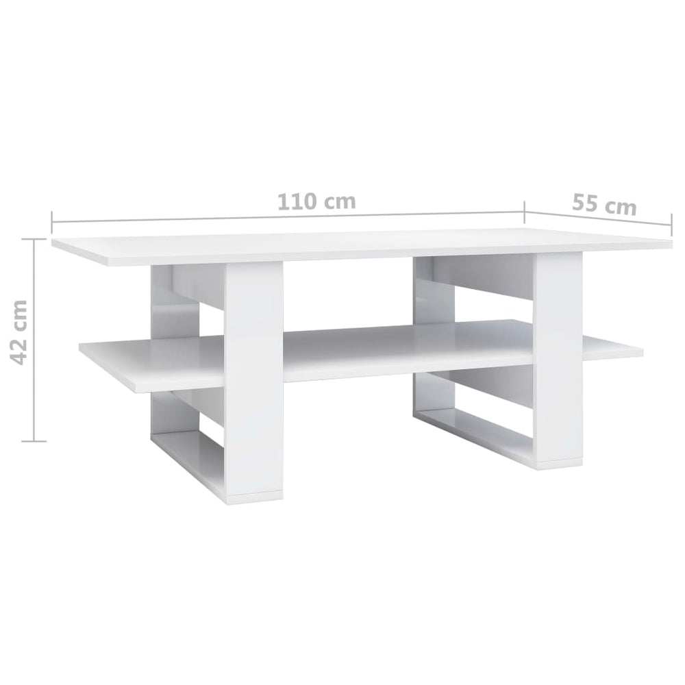 Salontafel 110x55x42 cm bewerkt hout hoogglans wit MeubelReus