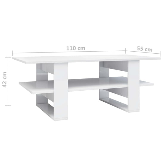 Salontafel 110x55x42 cm bewerkt hout hoogglans wit MeubelReus