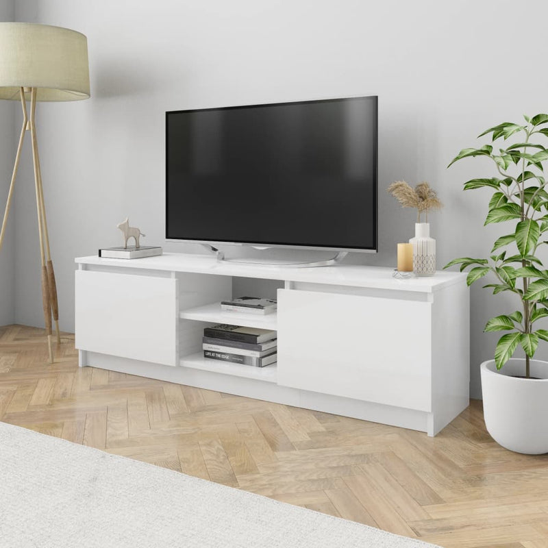Tv-meubel 120x30x35,5 cm bewerkt hout hoogglans wit MeubelReus
