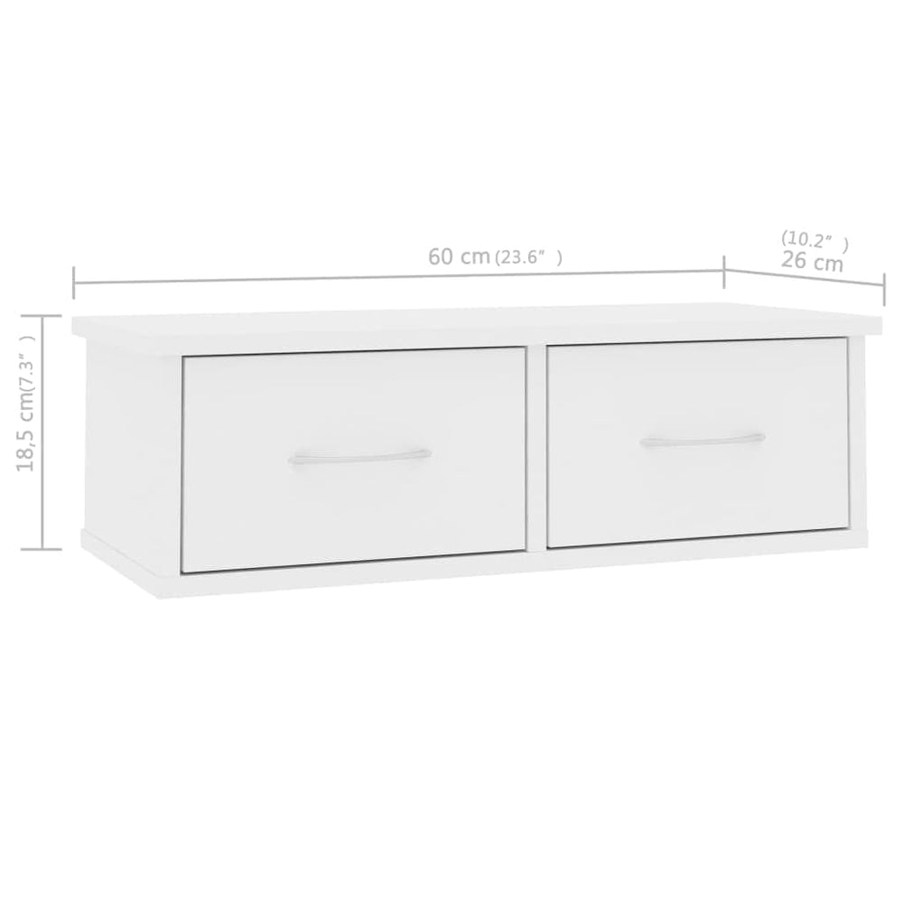 Wandschap met lades 60x26x18,5 cm bewerkt hout wit MeubelReus