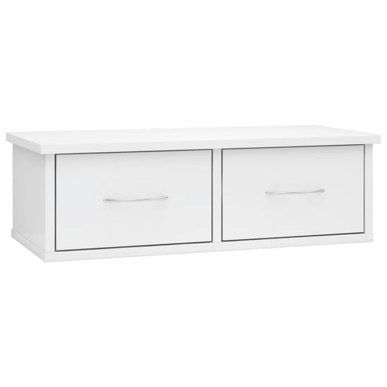Wandschap met lades 60x26x18,5 cm bewerkt hout hoogglans wit MeubelReus