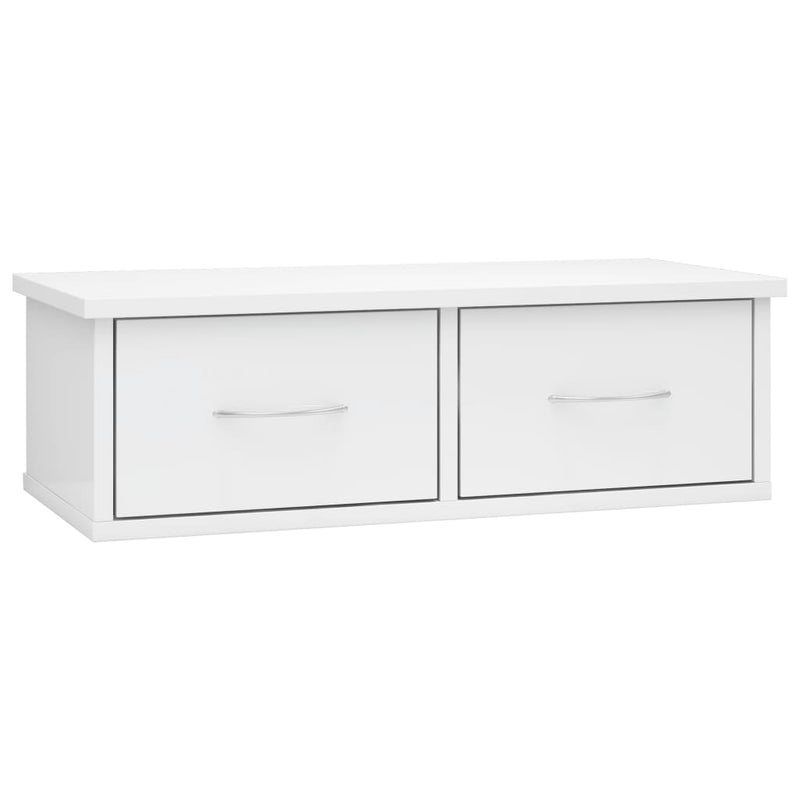 Wandschap met lades 60x26x18,5 cm bewerkt hout hoogglans wit MeubelReus
