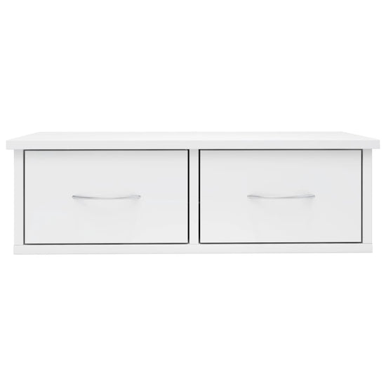 Wandschap met lades 60x26x18,5 cm bewerkt hout hoogglans wit MeubelReus