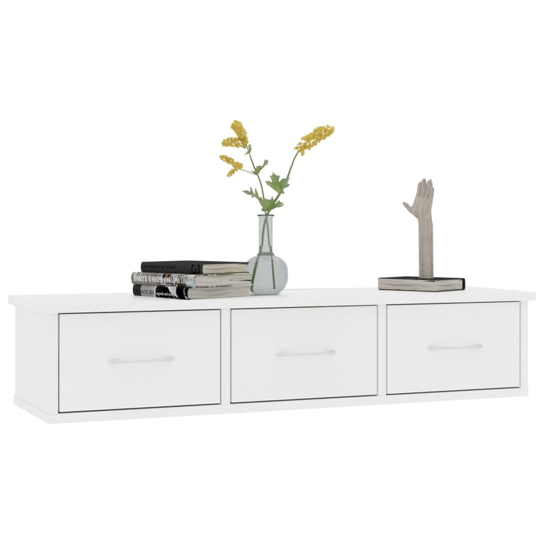 Wandschap met lades 88x26x18,5 cm spaanplaat wit MeubelReus