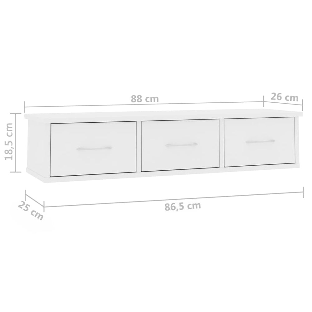 Wandschap met lades 88x26x18,5 cm spaanplaat wit MeubelReus