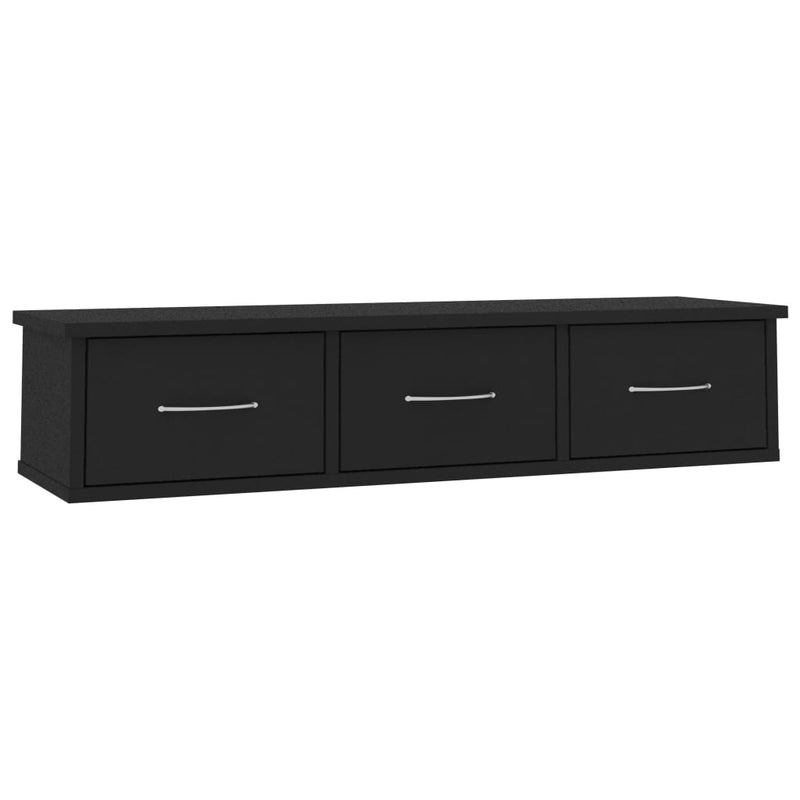 Wandschap met lades 88x26x18,5 cm spaanplaat zwart