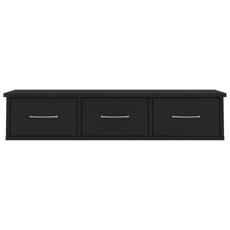 Wandschap met lades 88x26x18,5 cm spaanplaat zwart
