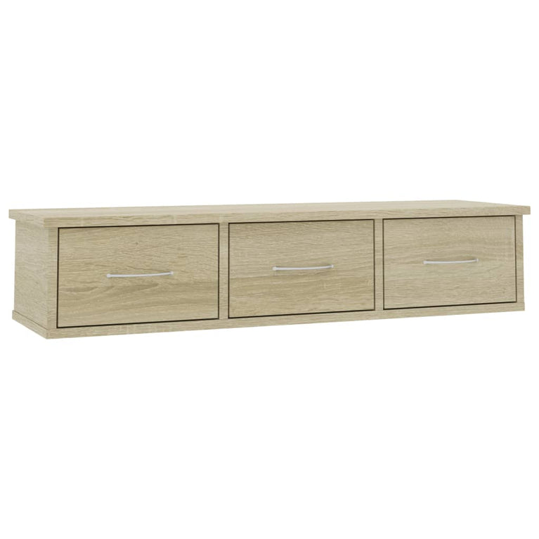 Wandschap met lades 88x26x18,5 cm spaanplaat sonoma eikenkleurig