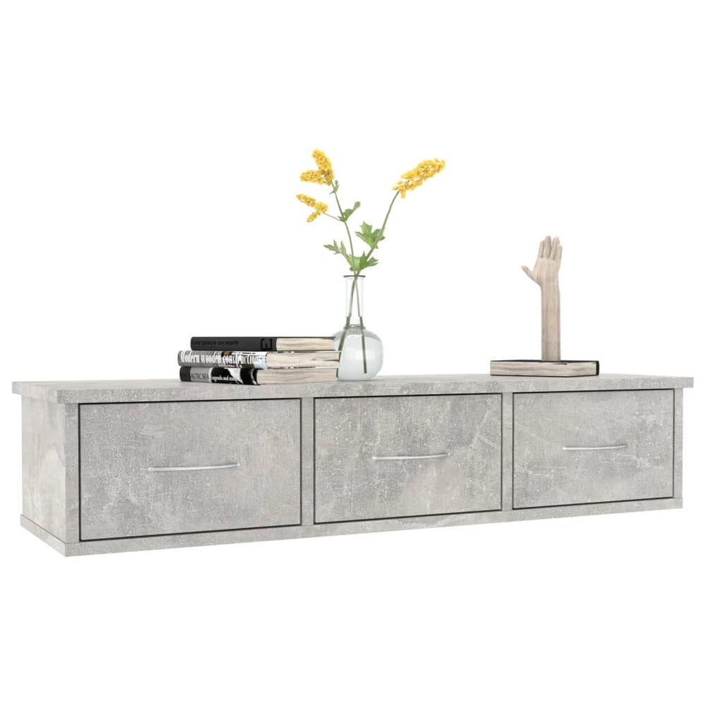 Wandschap met lades 88x26x18,5 cm spaanplaat betongrijs MeubelReus