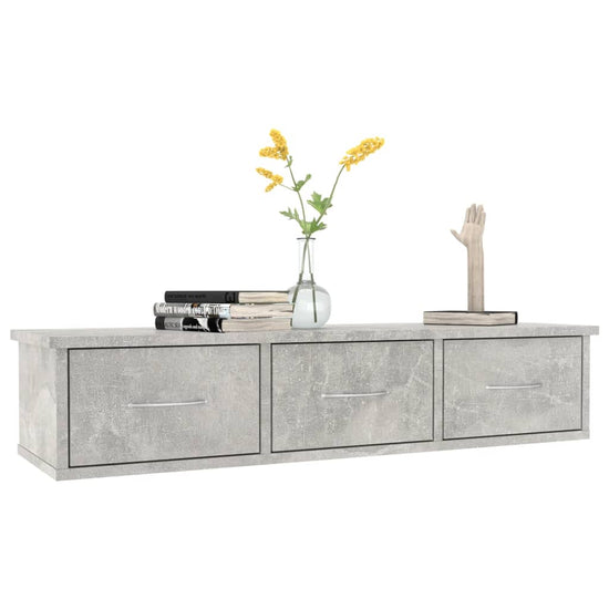 Wandschap met lades 88x26x18,5 cm spaanplaat betongrijs MeubelReus