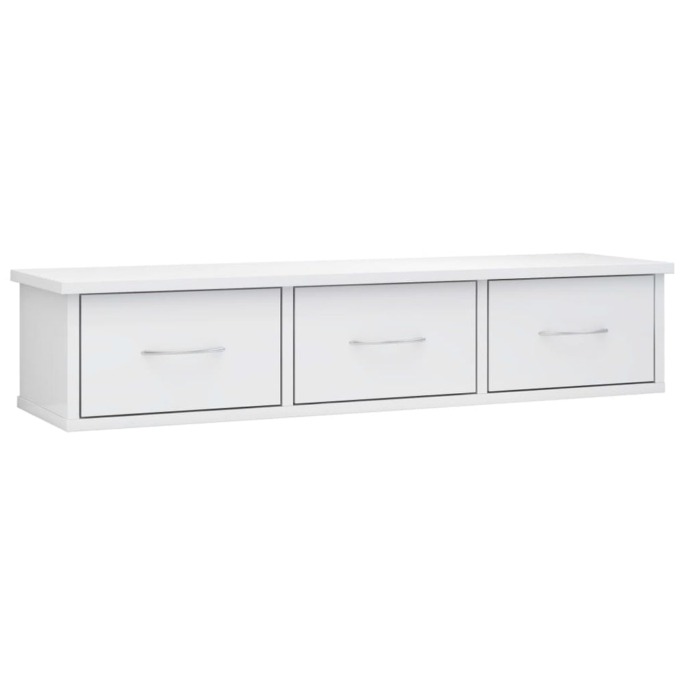 Wandschap met lades 88x26x18,5 cm spaanplaat hoogglans wit MeubelReus