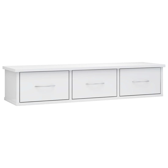 Wandschap met lades 88x26x18,5 cm spaanplaat hoogglans wit MeubelReus