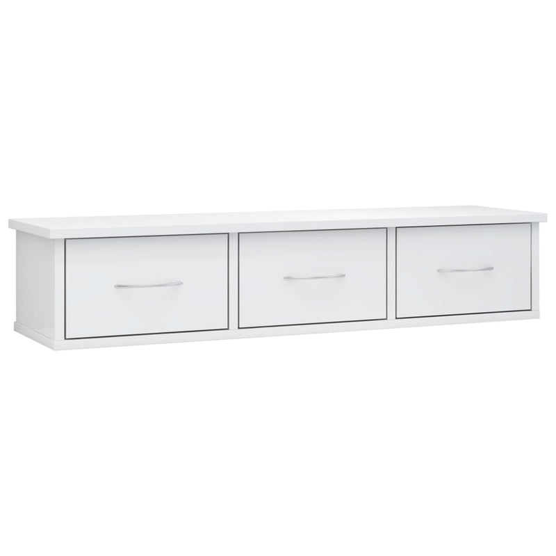 Wandschap met lades 88x26x18,5 cm spaanplaat hoogglans wit MeubelReus
