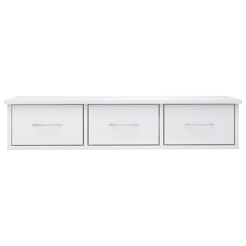 Wandschap met lades 88x26x18,5 cm spaanplaat hoogglans wit MeubelReus