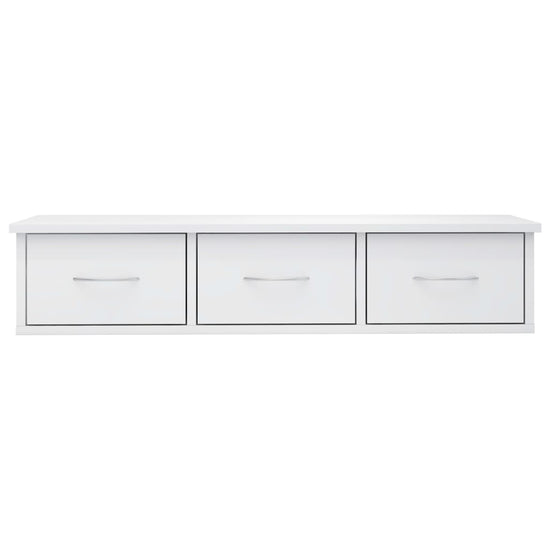 Wandschap met lades 88x26x18,5 cm spaanplaat hoogglans wit MeubelReus