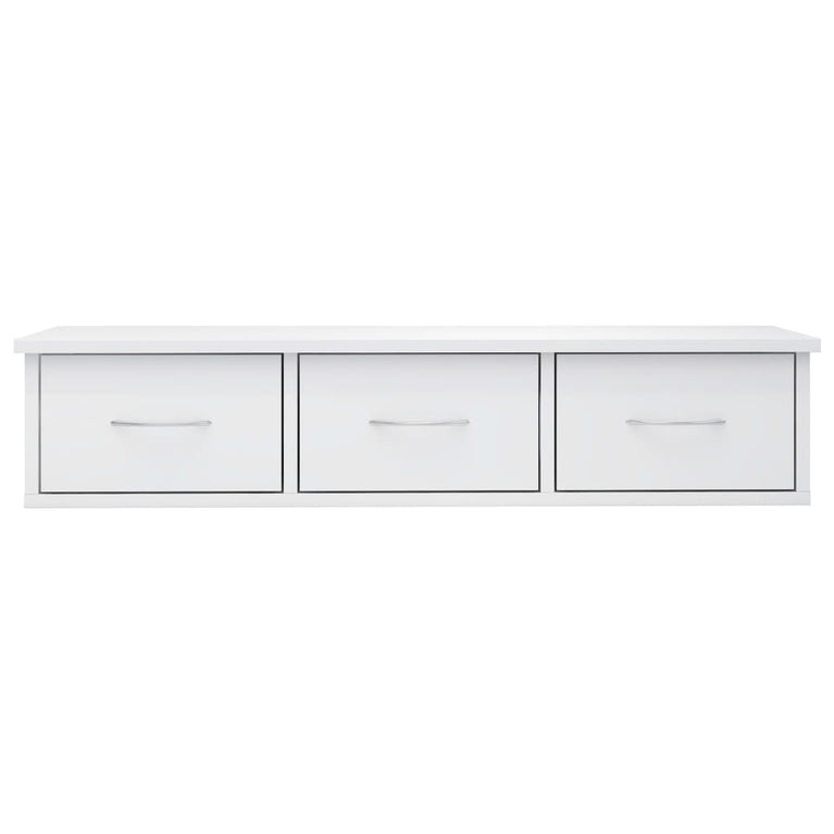 Wandschap met lades 88x26x18,5 cm spaanplaat hoogglans wit MeubelReus