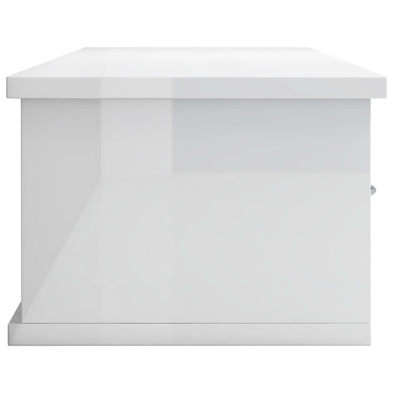 Wandschap met lades 88x26x18,5 cm spaanplaat hoogglans wit MeubelReus