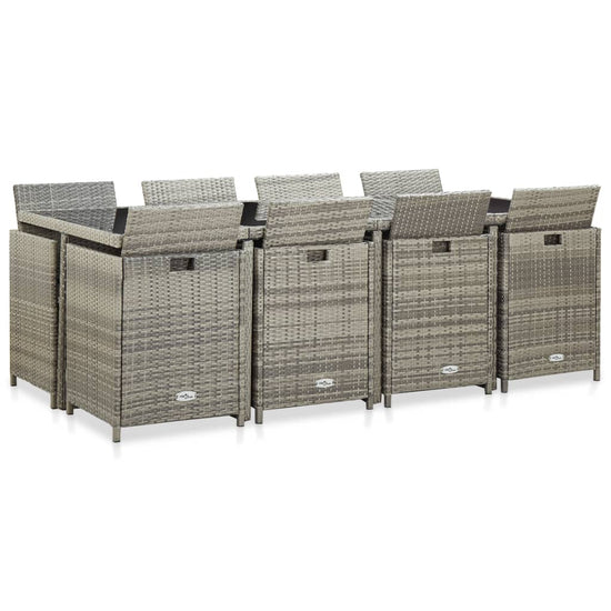 13-delige Tuinset met kussens poly rattan grijs MeubelReus