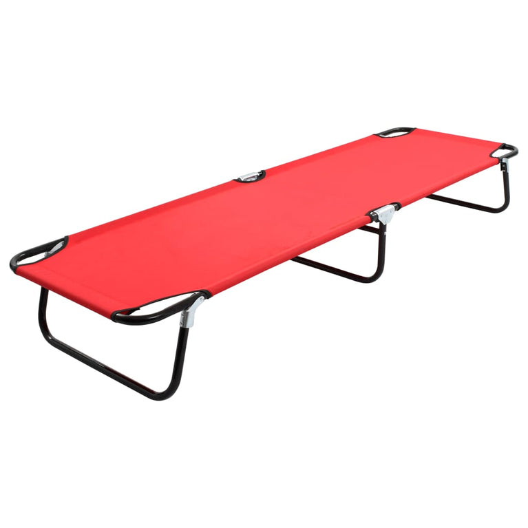 Ligbed inklapbaar staal rood MeubelReus