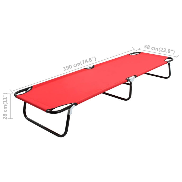 Ligbed inklapbaar staal rood MeubelReus