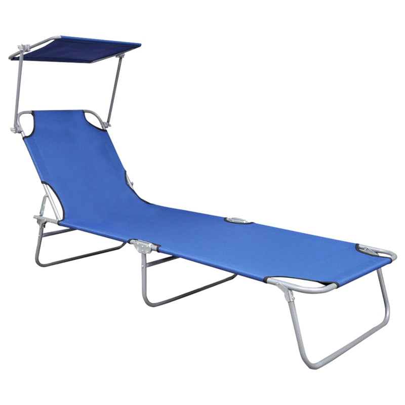 Ligbed inklapbaar met luifel aluminium blauw MeubelReus