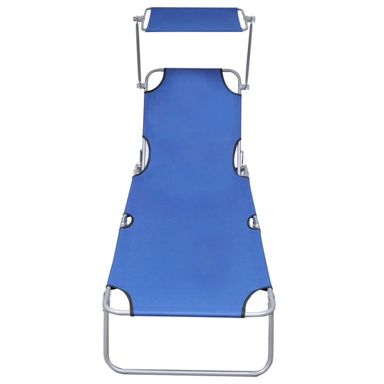 Ligbed inklapbaar met luifel aluminium blauw MeubelReus