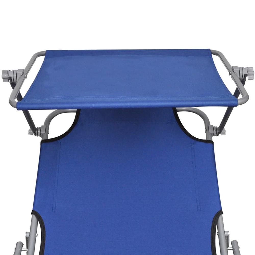 Ligbed inklapbaar met luifel aluminium blauw MeubelReus