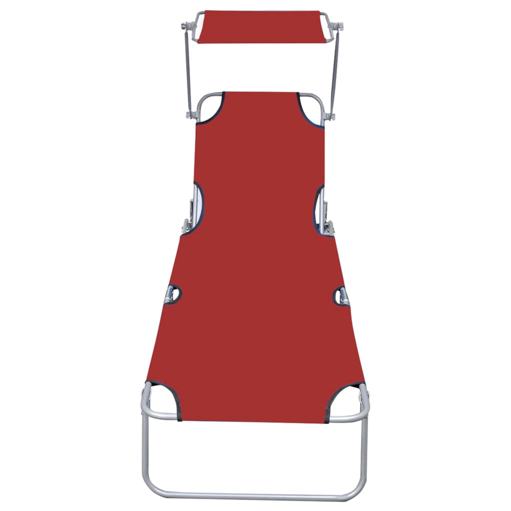 Ligbed inklapbaar met luifel aluminium rood MeubelReus