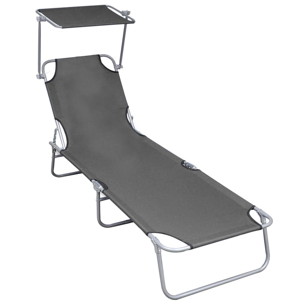 Ligbed inklapbaar met luifel aluminium grijs MeubelReus