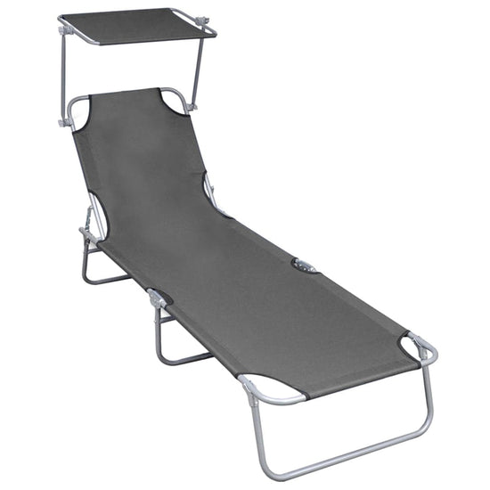 Ligbed inklapbaar met luifel aluminium grijs MeubelReus